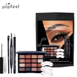 مجموعة مكياج POPFEEL Eye Makeup Kit، مجموعة مكياج صغيرة، لوحة ظلال العيون، ماسكارا تحديد العيون