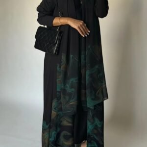 عباية فضفاضة مفتوحة من الأمام للنساء المسلمات بأكمام كاملة مطبوعة عبايات قفطان تركي جلباب فساتين ماكسي إسلامية